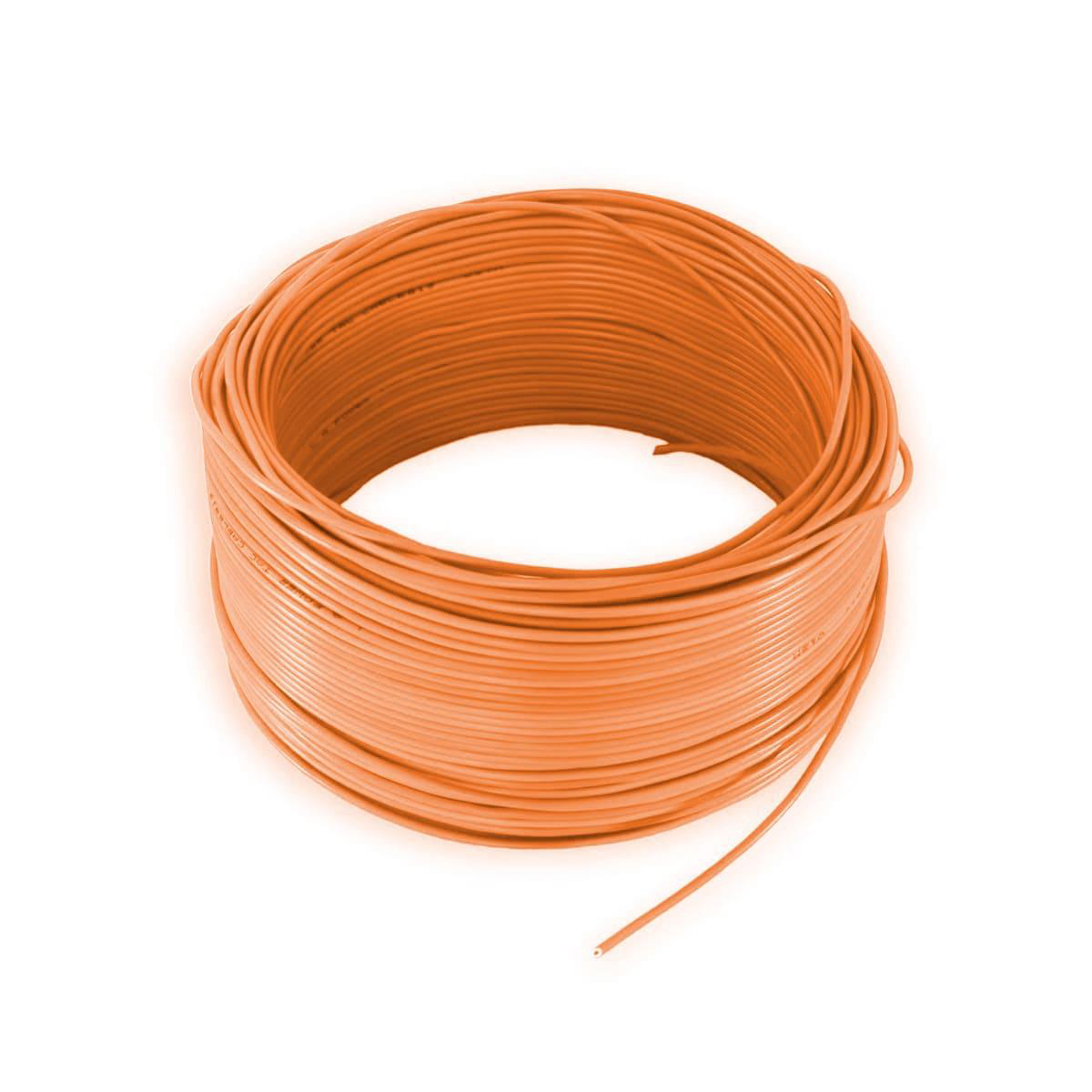 Coil of single-core copper flexible wire with orange PVC insulation