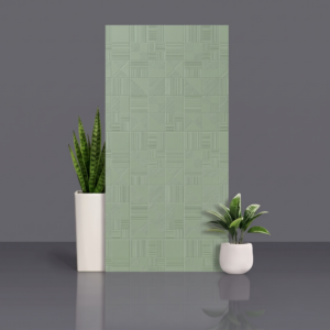 Elemento Kota sage green wall tile with embossed geometric line pattern