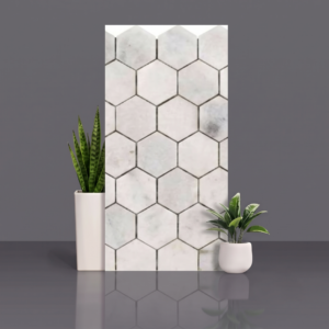 Indian White natural stone hexagon mosaic sheet in white marble