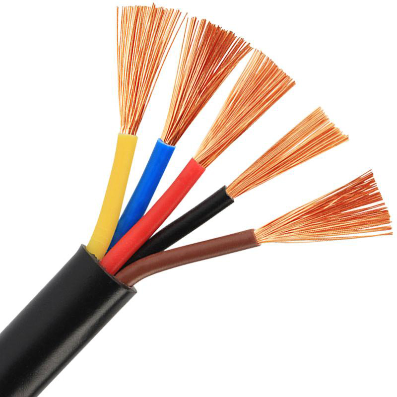 Multi-core flexible copper cable with five colour-coded fine-stranded cores under a black sheath