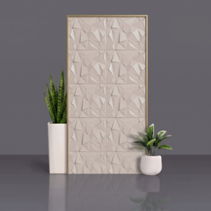 Trina Illusions Light 3D faceted punch wall tile in soft taupe