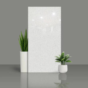 Quartz Crystal tile in white with fine grey speckle and a high polish