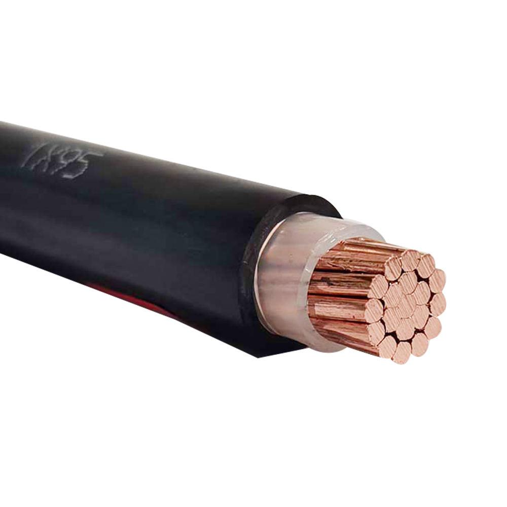 Unarmoured power cable showing a stranded copper conductor under insulation and black sheath