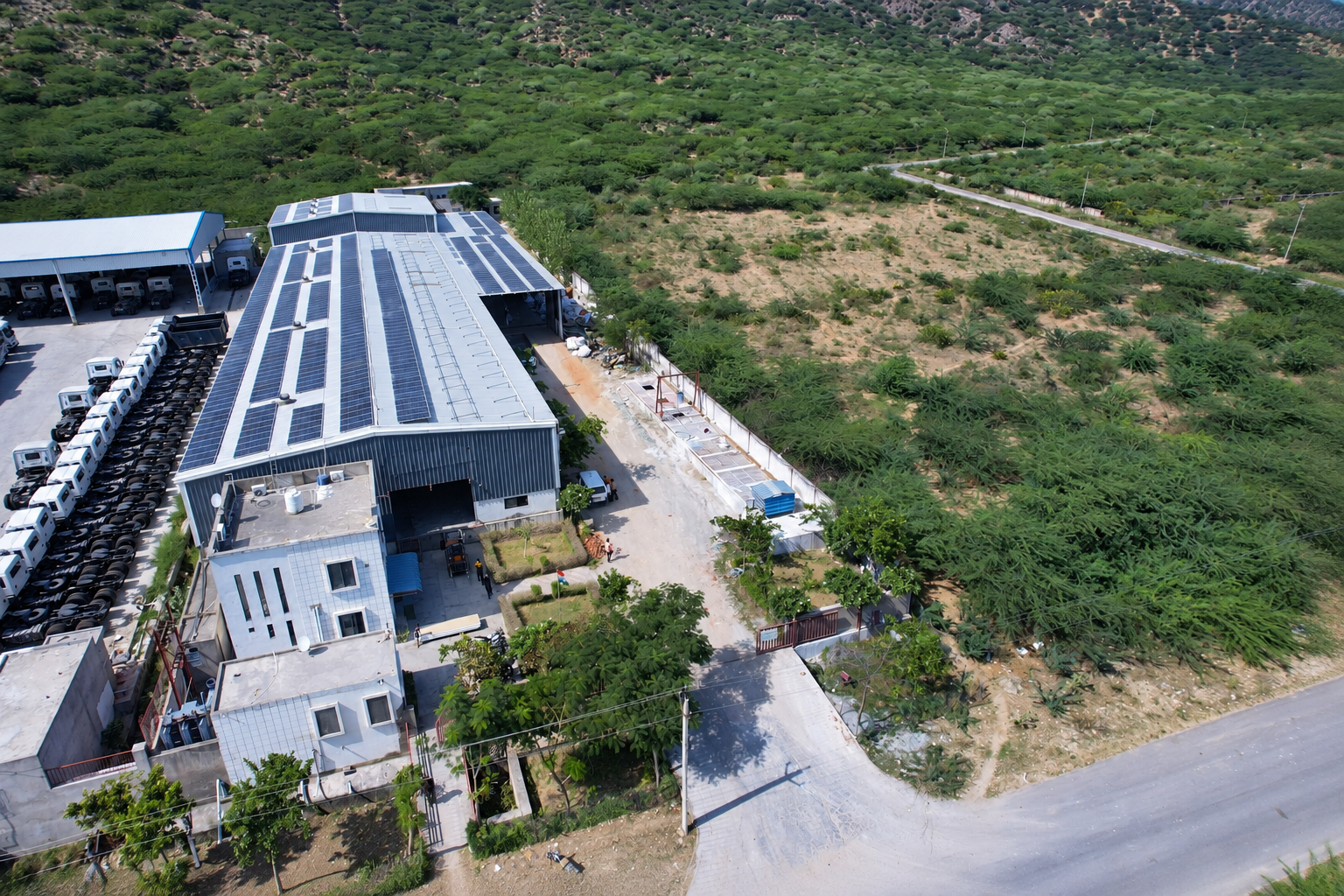 Aerial view of manufacturing facility